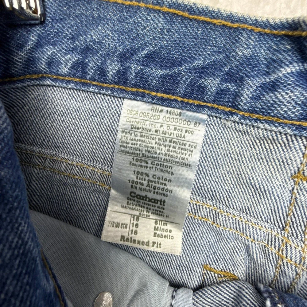Carhartt Relaxed Fit Jeans Youth 16 Slim Blue Denim YYB160 STW‎ NWT